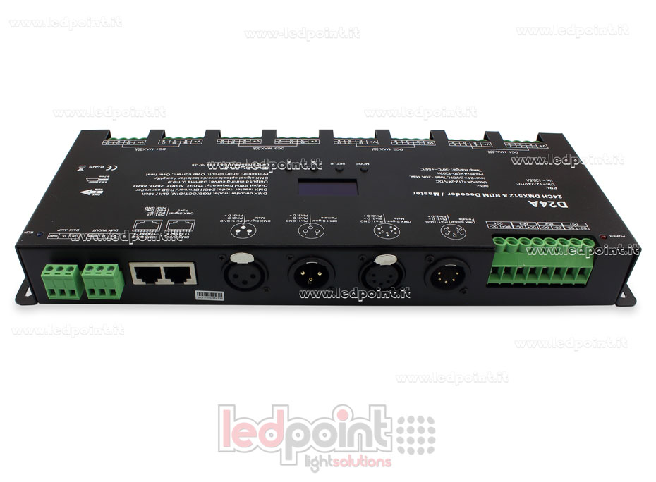 DMX 512 décodeur avec écran oled, 24 canaux 5A chacun, tension 12-12V DC