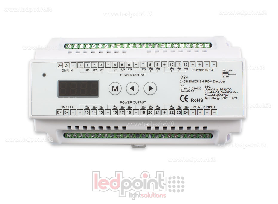 DMX 512 décodeur, 24 canaux 3A chacun, tension 12-24V DC