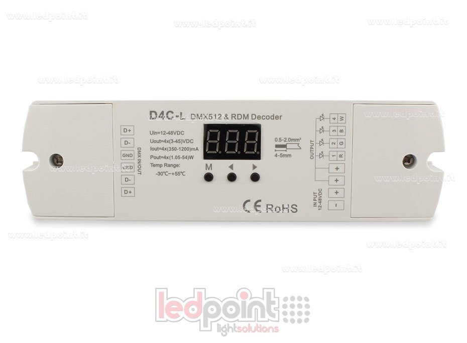 DMX 512 décodeur, courant constant 4 canaux 350-1200mA chacun, tension 12-48V DC