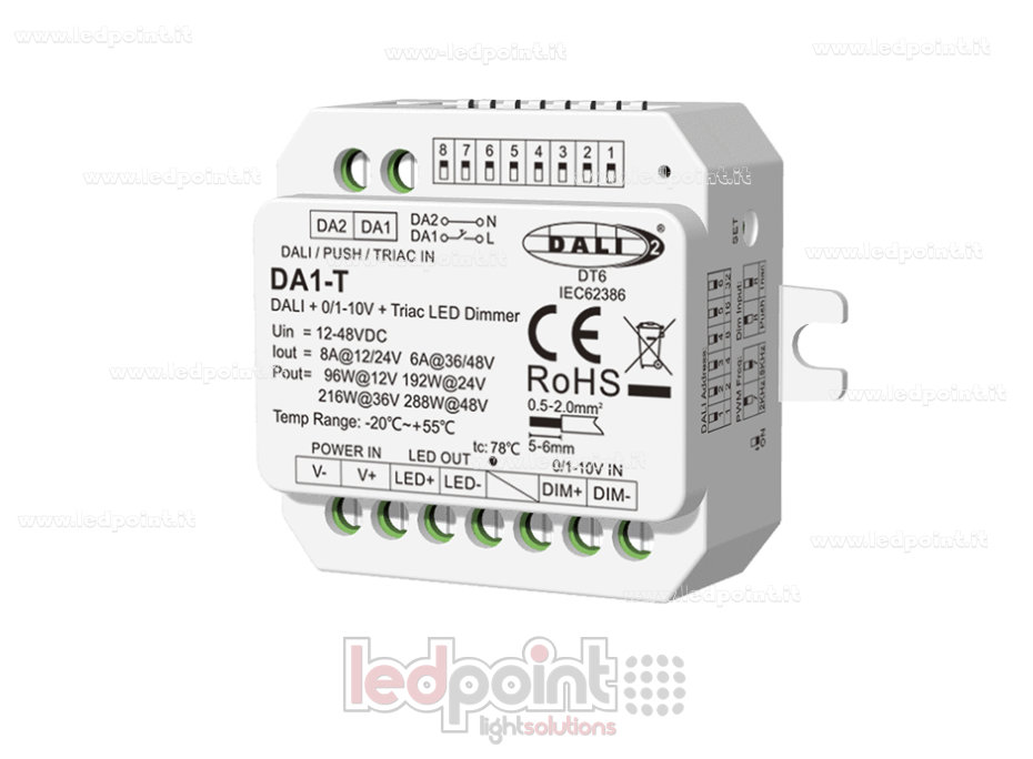 Variateur DALI-2 0/1-10V et Triac, 1 canal, 8A, 12-48V DC, tension constante
Variateur DALI-2 0/1-10V et Triac, 1 canal, 8A, 12-48V DC, tension constante