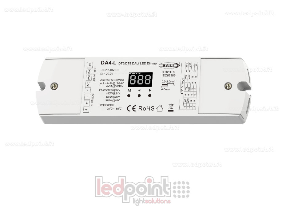 Dimmer DALI, 4 canaux  5A 12-24V / 3A 36-48V DC, (DT6)  tension constante