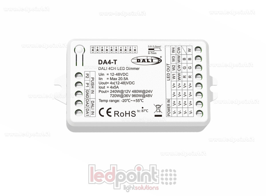 Variateur DALI-2, 4 canaux, 5A, 12-48V DC, tension constante
