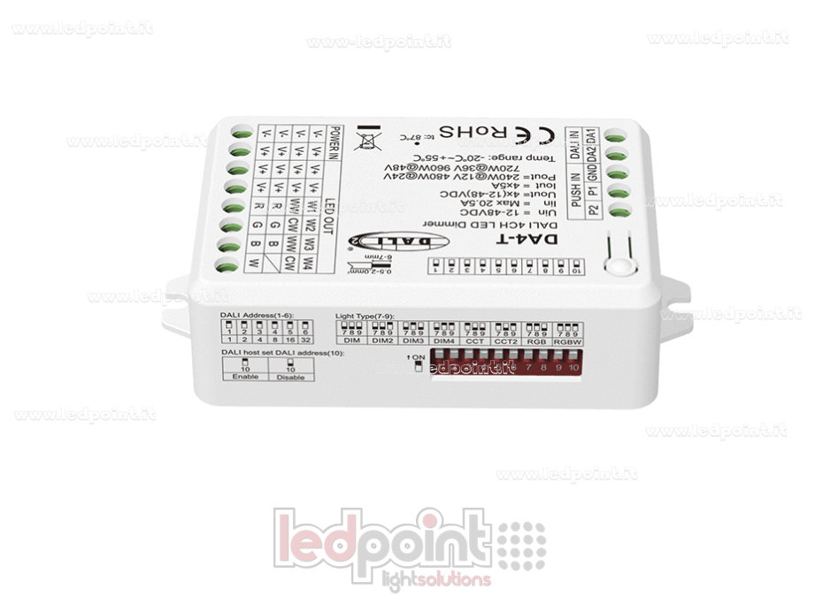 Variateur DALI-2, 4 canaux, 5A, 12-48V DC, tension constante
