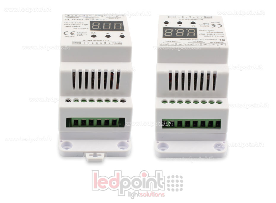 0/1-10V  DMX 512 décodeur, 4 canaux 20mA chacun, tension 12-24 DC