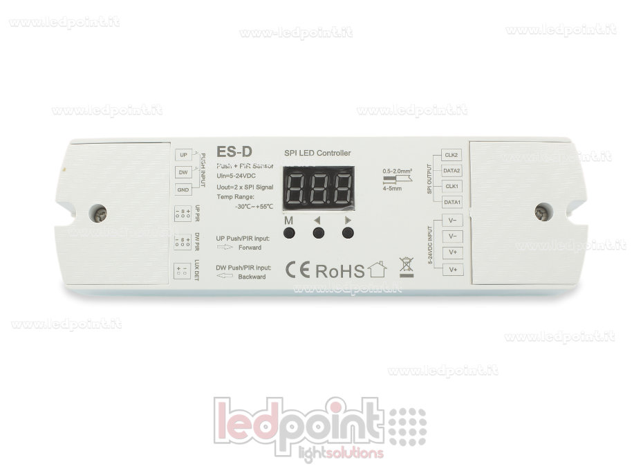 Double capteur PIR + double régulateur SPI à bouton-poussoir 5-24VDC