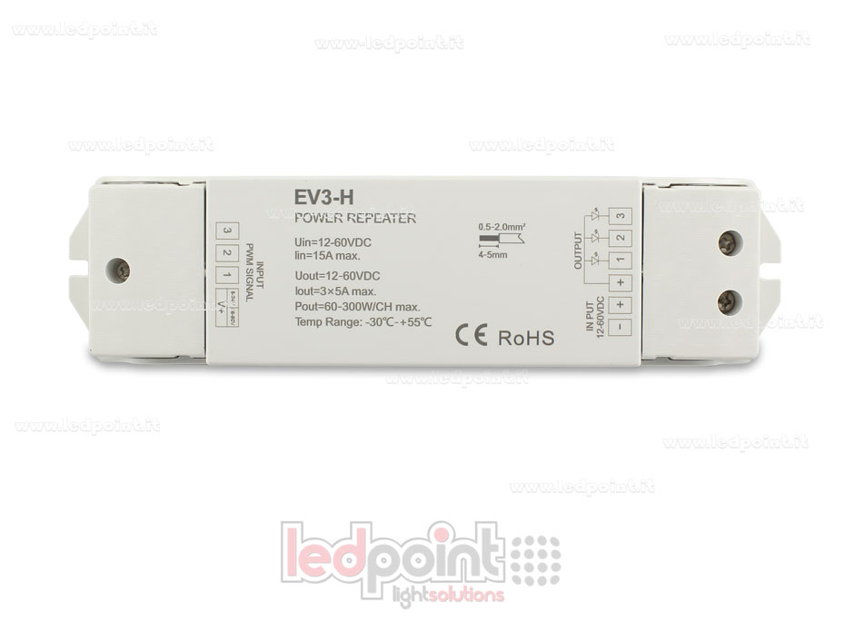 RGB amplificateur de signal 12-60V 15A (3 canaux de 5A) 