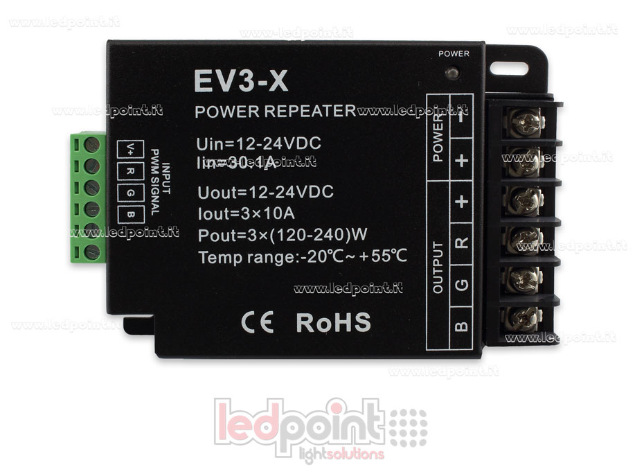 RGB amplificateur de signal 12-36V 30A (3 canaux de 10A)