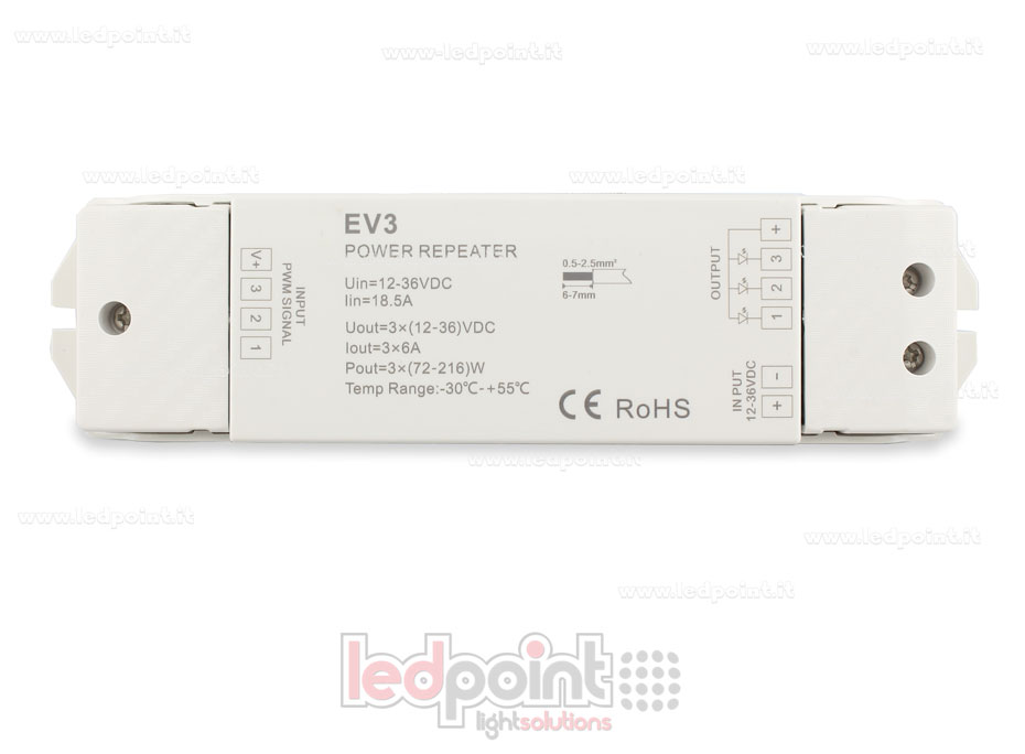 RGB amplificateur de signal 12-36V 18A (3 canaux de 7A) 