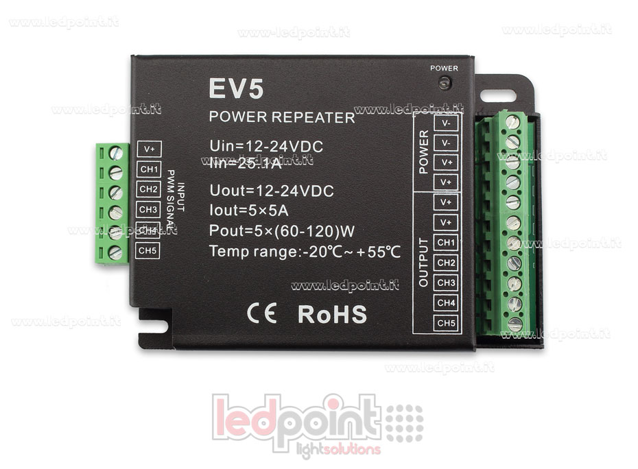 RGBCCT amplificateur de signal 12-24V 25A (5 canaux de 5A)