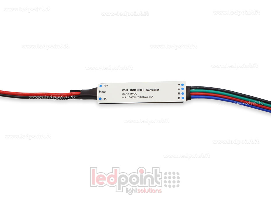 Récepteur variateur mini IR RGB avec télécommande 12/24V, 3ch 1,5A/CH