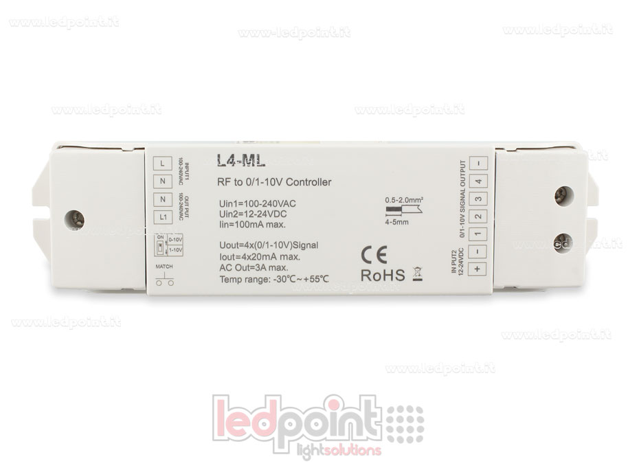 Récepteur en RF 2.4GHz avec 4 canaux sortie 0/1-10V 