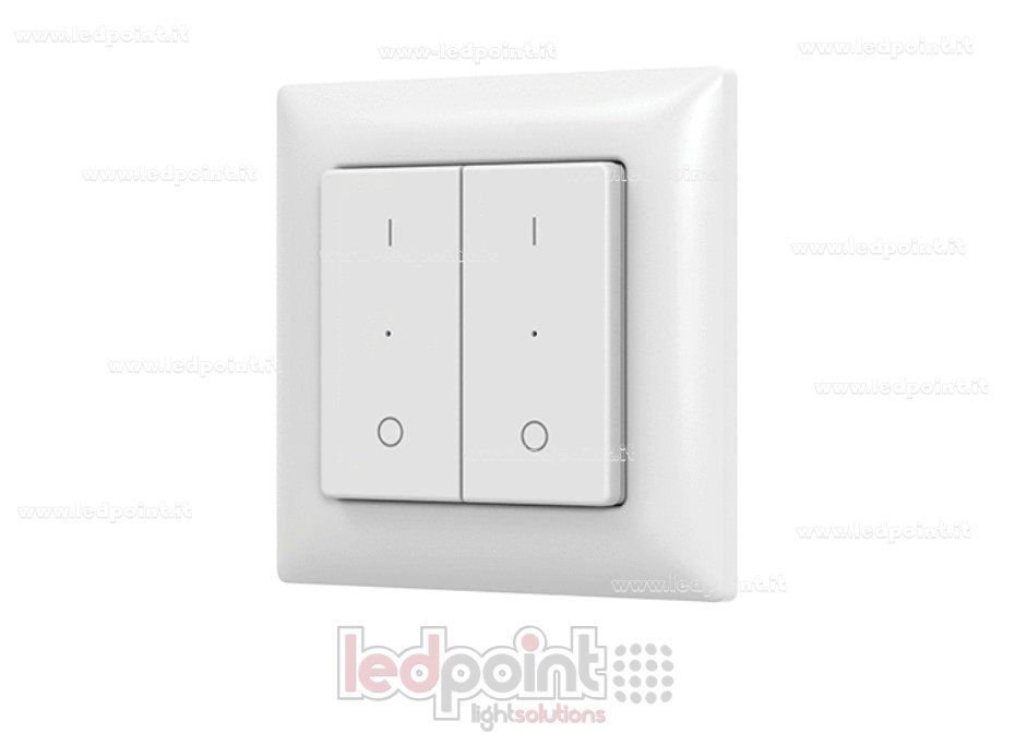 Télécommande murale monochrome 86x86mm, 2 zones, RF 2,4G
