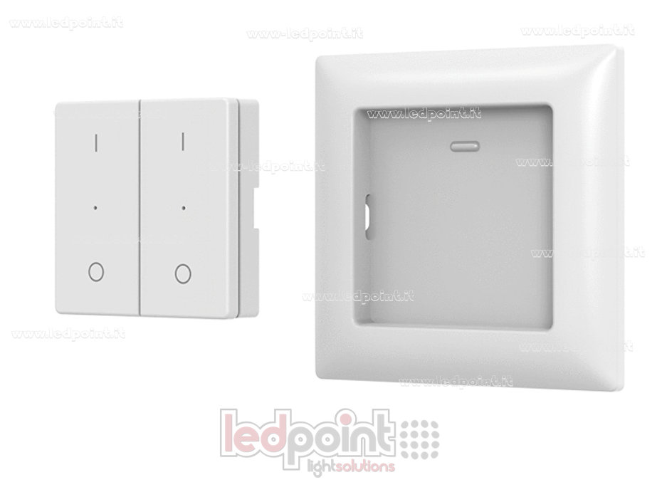 Télécommande murale monochrome 86x86mm, 2 zones, RF 2,4G

