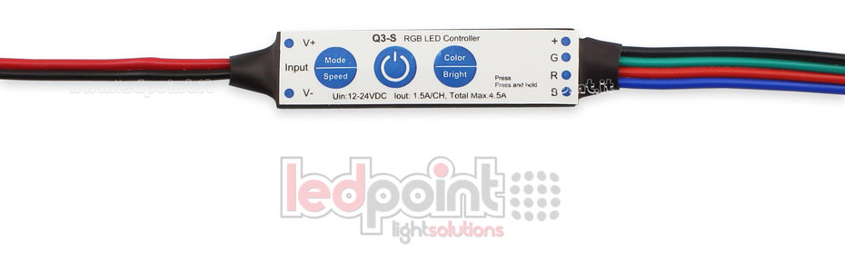 Récepteur variateur mini RGB 12/24V, 3ch 1.5A/CH 3 touches pas RF