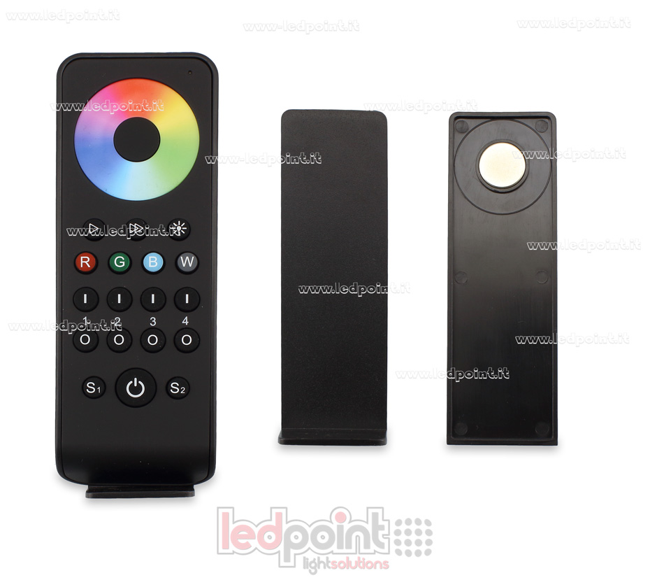 Télécommande RGB/RGBW 4 zones, noir avec aimant sur le dos, RF2.4G