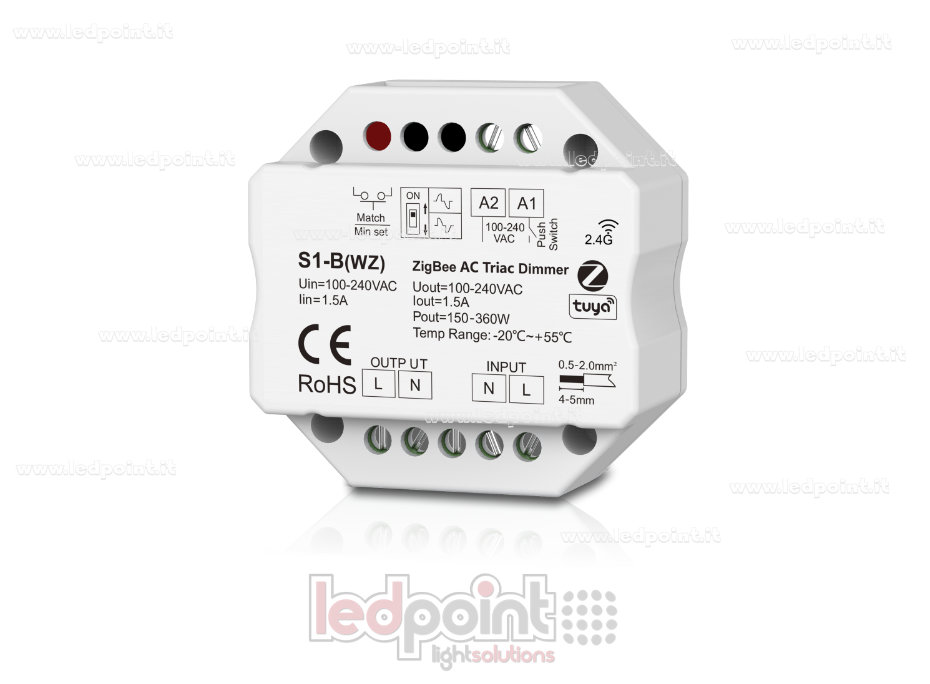 Contrôleur triac et ZigBee monochrome 100/230V, push dim AC, WiFi, RF 2.4G, pour boîte de jonction murale