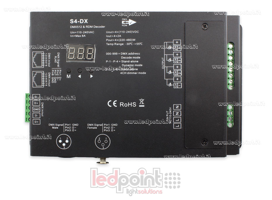 DMX 512 décodeur, 4 canaux 2A chacun, tension 110-240VAC
