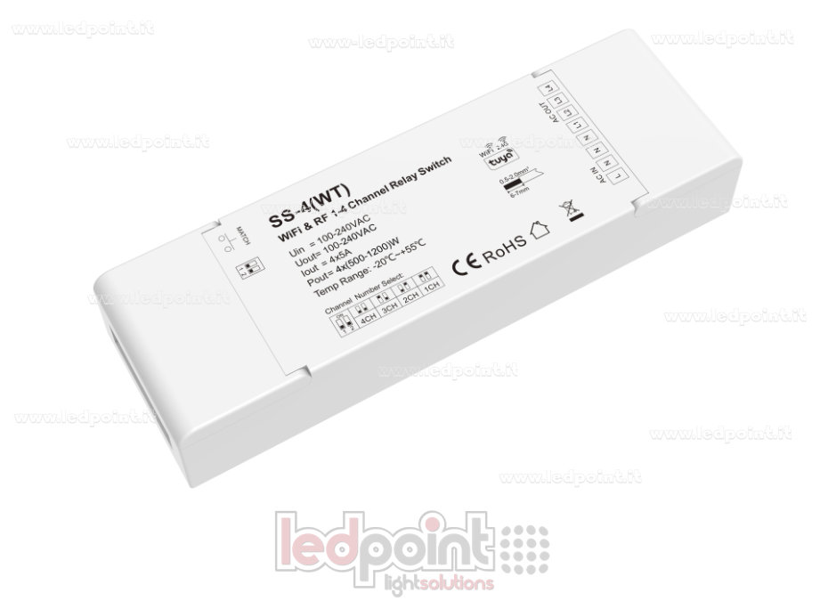 Sélecteur de relais AC WiFi et RF, 100-240V, 4CH*5A, 4 canaux