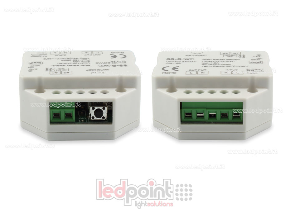 Contrôleur monochromatique 100-240VAC, on/off, non dimmable, 1.5A, push switch, WiFi, RF 2.4G, pour boîte murale