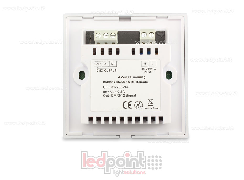 Master DMX et télécommande murale 86x86mm monocouleur 4 zones 3 scenes RF2.4G