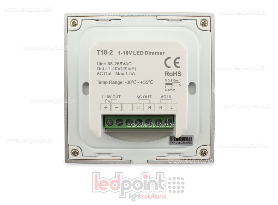 Télécommande variateur murale 0-10V 86x86mm, 1 zone avec roulant