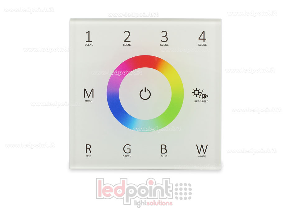 Contrôleur et télécommande murale RF RGBW 12-24V, blanc, 86x86mb