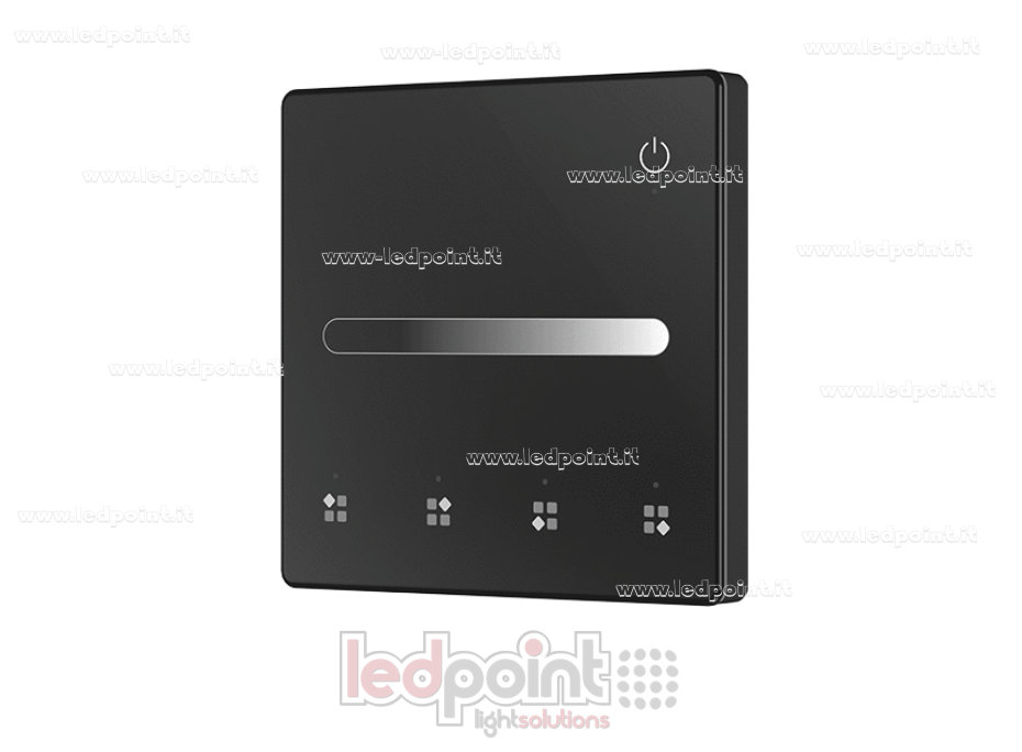 Télécommande murale monochrome, à piles, noire, 4 zones RF 2,4 GHz