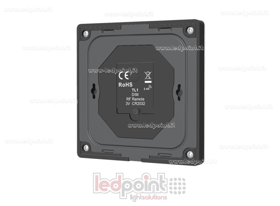 Télécommande murale monochrome, à piles, noire, 4 zones RF 2,4 GHz