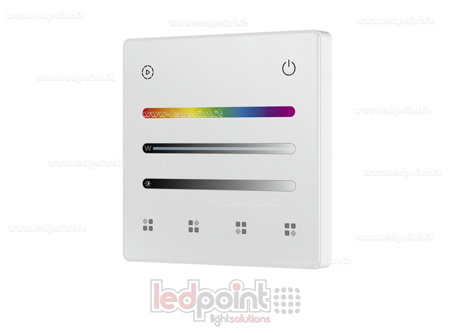 Télécommande murale RGB/RGBW à piles, blanche, 4 zones RF 2,4 GHz