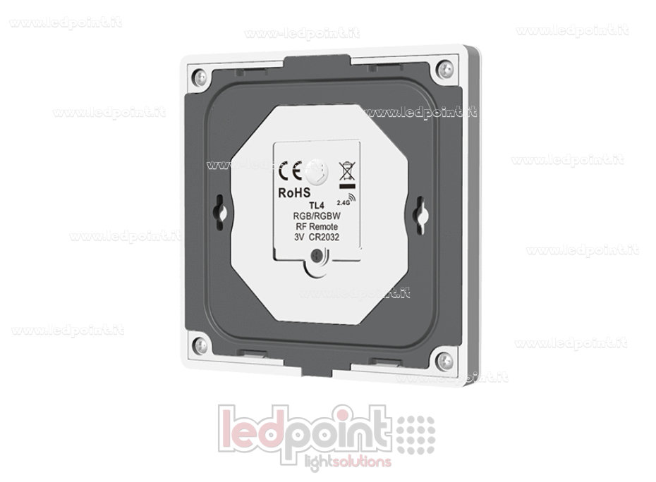 Télécommande murale RGB/RGBW à piles, blanche, 4 zones RF 2,4 GHz