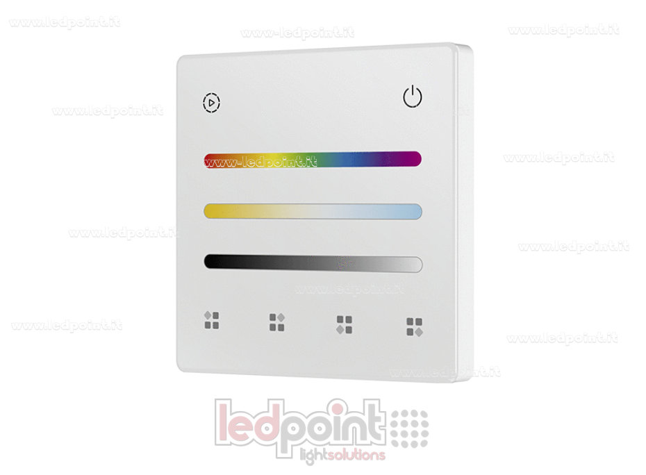 Télécommande murale RGB + CCT à piles, blanche, 4 zones RF 2,4 GHz Télécommande murale RGB + CCT à piles, blanche, 4 zones RF 2,4 GHz