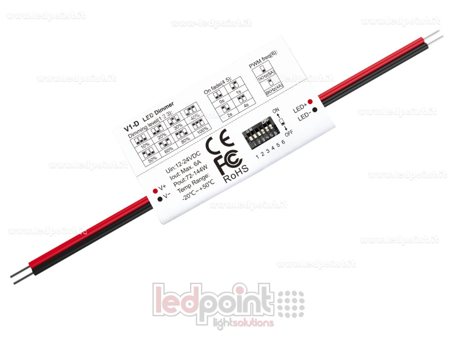 Mini Contrôleur 12-24V, 1ch 6A (sans RF)