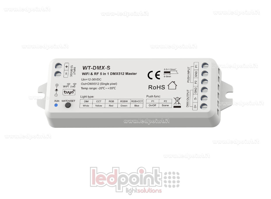 Maître Wi-Fi et RF 2,4 GHz 5 en 1 DMX512 12-36 V