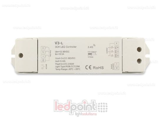 Image de Variateur RGB 12-36V, 3ch*6A, RF 2.4G, push dim
