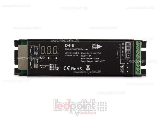 Image de DMX 512 & RDM décodeur, 4 canaux 8A chacun, tension 12-36V DC, port RJ45