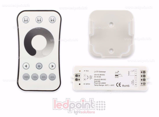 Image de Kit télécommande + contrôleur monocouleur avec bouton 5/36V, 1ch*8A, RF 2.4G