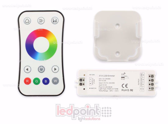 Image de Kit télécommande + contrôleur RGB 12/24V, 3ch*4A, RF 2.4G