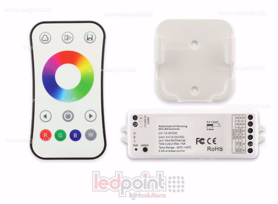 Image de Kit télécommande + contrôleur RGBW 12/24V,  4ch*6A, Max 15A, RF 2.4G