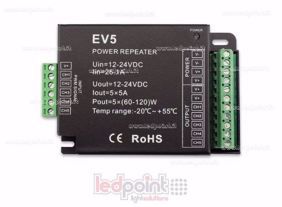 Image de RGBCCT amplificateur de signal 12-24V 25A (5 canaux de 5A)