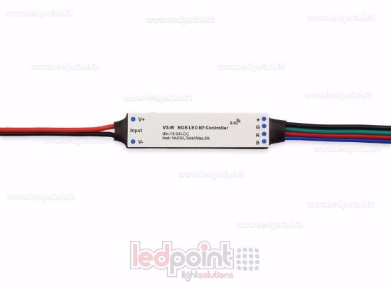 Image de Mini récepteur variateur, pour installation profilée, RGB, 12 / 24V, 3ch 1A / CH, RF 2.4G