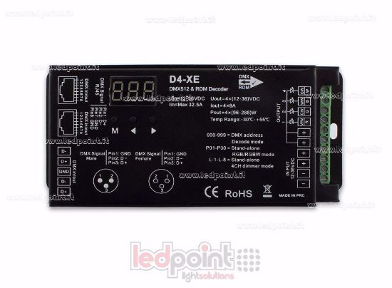Image de DMX 512 & RDM décodeur, 4 canaux 8A chacun, tension 12-36V DC, XLR3 e RJ45