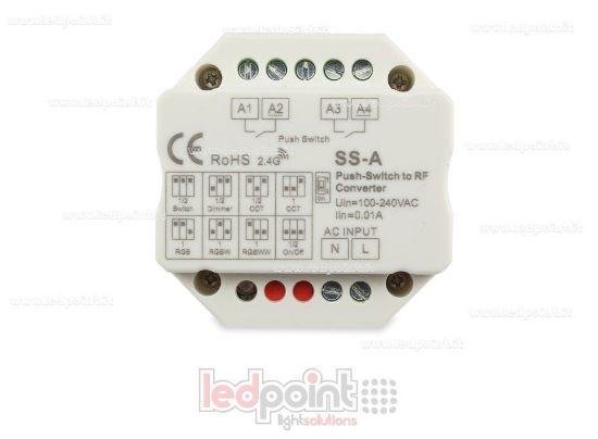 Image de Télécommande push dim, 1 ou 2 zones, monochromatique, CCT, TGB, RGBW et RGB+CCT, RF 2.4G, pour la  boîte de jonction murale