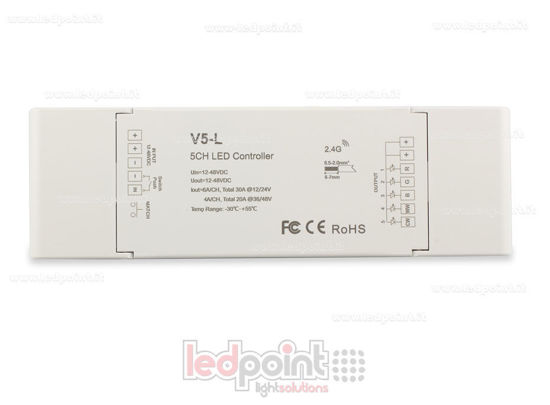 Image de Récepteur contrôleur RGB+CCT 12/24V,5ch*6A or 36/48V, 5ch*4A, RF 2.4G
