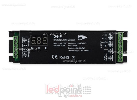 Image de DMX 512 & RDM décodeur, 4 canaux 8A chacun, tension 12-48V DC