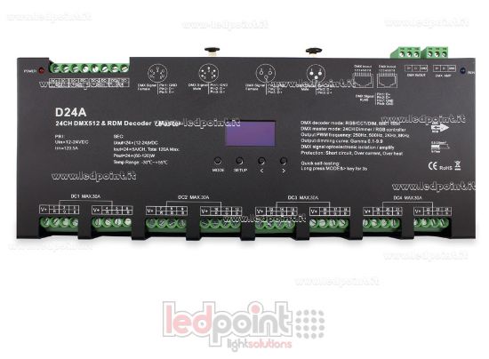 Image de DMX 512 décodeur avec écran oled, 24 canaux 5A chacun, tension 12-12V DC