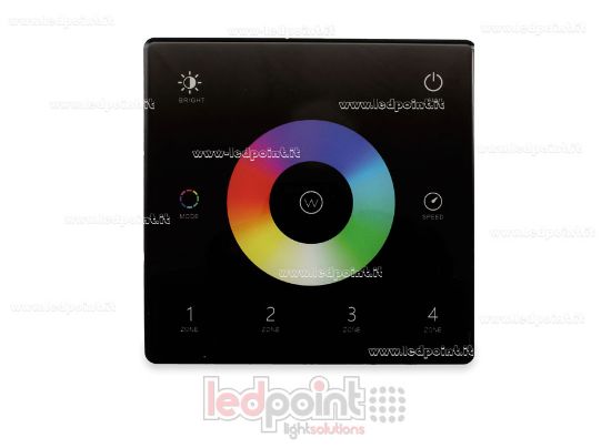 Image de Télécommande murale slim RGB/RGBW, à piles, noire, 4 zones RF2.4G