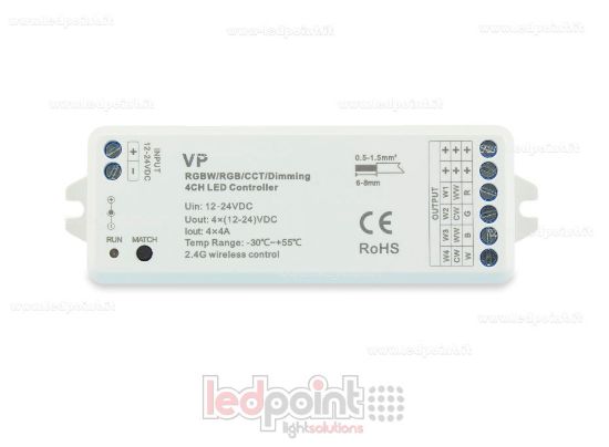 Image de Variateur RGBW 12/24V, 4ch*4A, Max 16A, RF 2.4GHz