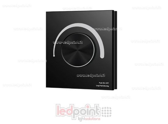 Image de Télécommande murale noire Triac variateur 86x86mm à molette, 1ch*1,2A