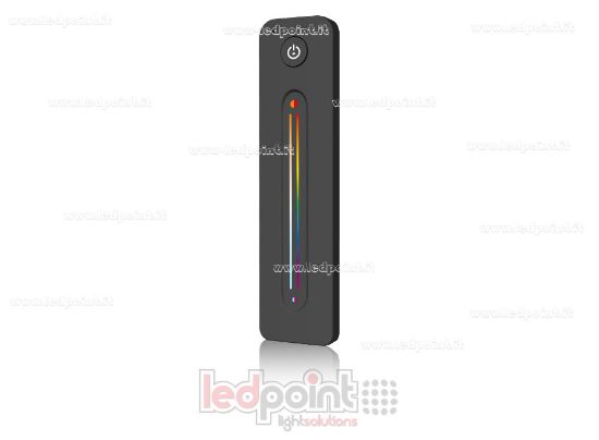 Image de Télécommande ultra-mince RGB+CCT avec curseur tactile, mono-zone, noire avec aimant arrière, RF 2.4GHz