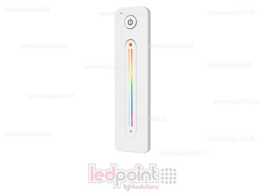Image de Télécommande ultra-mince RGB+CCT avec curseur tactile, mono-zone, blanche avec aimant arrière, RF 2.4GHz